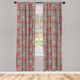 thumbnail image 2 of Ambesonne Hot Air Balloon Curtains, Birds Gifts Stars, Pair of 28"x63", Warm Taupe Dark Coral, 2 of 4