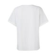 thumbnail image 4 of Women's V-neck Tops Casual Solid Color Hot Breathable Foldable Sleeves Clothes Pullover T-shirt Summer Short Sleeved Shirt Fashion with Buttons(White,4XL), 4 of 7