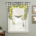 thumbnail image 2 of Summer Lemons Balloon Curtains for Bedroom/Front Door/Bathroom, Farmhouse Fruits Black Buffalo Plaid Tie Up Curtains 63 Inch Length Light Filtering Kitchen Curtains Shades for Windows 46"x63", 2 of 8