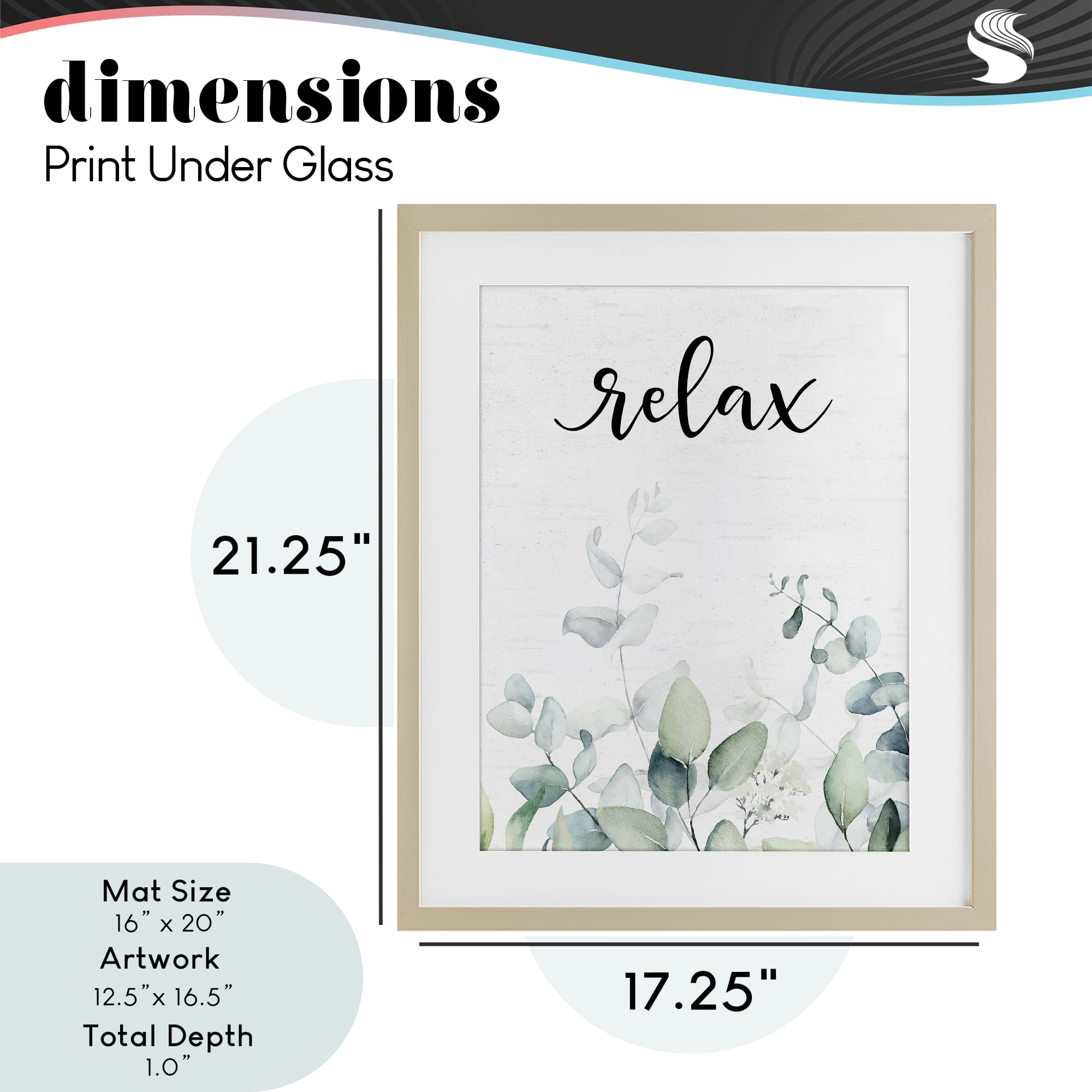 Relax Leafy Herbs Birch Framed Print Under Glass, design by Lettered and Lined