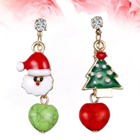 Luxshiny 1 Pair Cute Earrings Holiday Jewelry for Women Assorted Color Alloy Rhinestone Festive Design