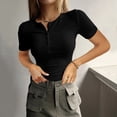 thumbnail image 1 of TINZ Women's Summer Top Short Sleeve Button Ribbed Slim Fit Knit Long Sleeves Shirt Long Sleeve Shirt Plain Women Women S Summer Shirts Women Short Sleeve T Shirt Woman Tee Woman T Shirt Short Sleeve, 1 of 5