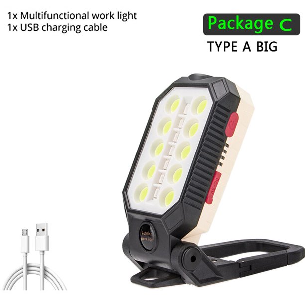 ZHIYU-luz LED COB de trabajo, linterna portátil recargable, magnética, impermeable, diseño magnético para acampar, con pantalla de potencia