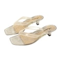 thumbnail image 6 of Women's Clear Jelly Shoes Low Kitten Heel Sandals Flip Flops Square Toe Transparent Outdoor Trendy Dressy Casual Beach Summer Vacation, 41, 6 of 9