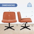 thumbnail image 3 of Celtoss Criss Cross Home Office Chair, Armless Swivel Task Computer Chair, in Fabric, Vanity Style, Brown, 3 of 9