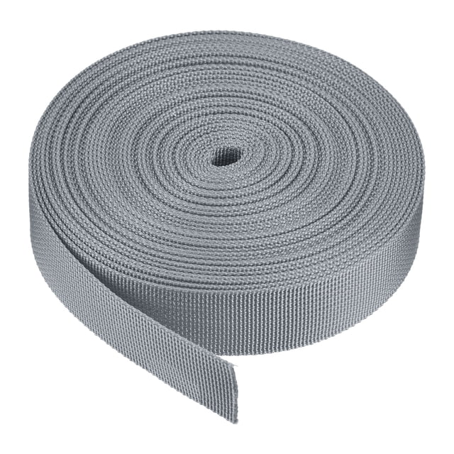 Unique Bargains Flat Nylon Webbing Strap 1 Inch 10 Yards Grey for Backpack, Luggage-rack