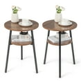 thumbnail image 1 of Costway 2 Pcs Table de Chevet à 2 Niveaux Table de Nuit Ronde pour Chambre Salon Noyer, 1 of 8