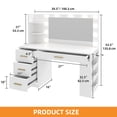thumbnail image 6 of Craftian Makeup Vanity with 3 Color Lights & 3 Storage Shelves,  Modern Vanity Makeup Desk with 4 Drawers & USB Charging Station, Vanity Table for Bedroom, White, 6 of 8