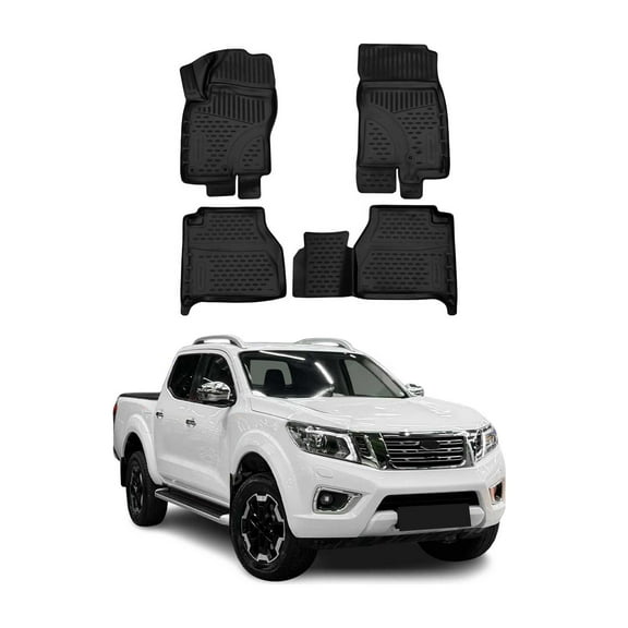 OMAC Floor Mats Liner for Nissan NP300 Navara 2016-2020 Black TPE All-Weather 4x