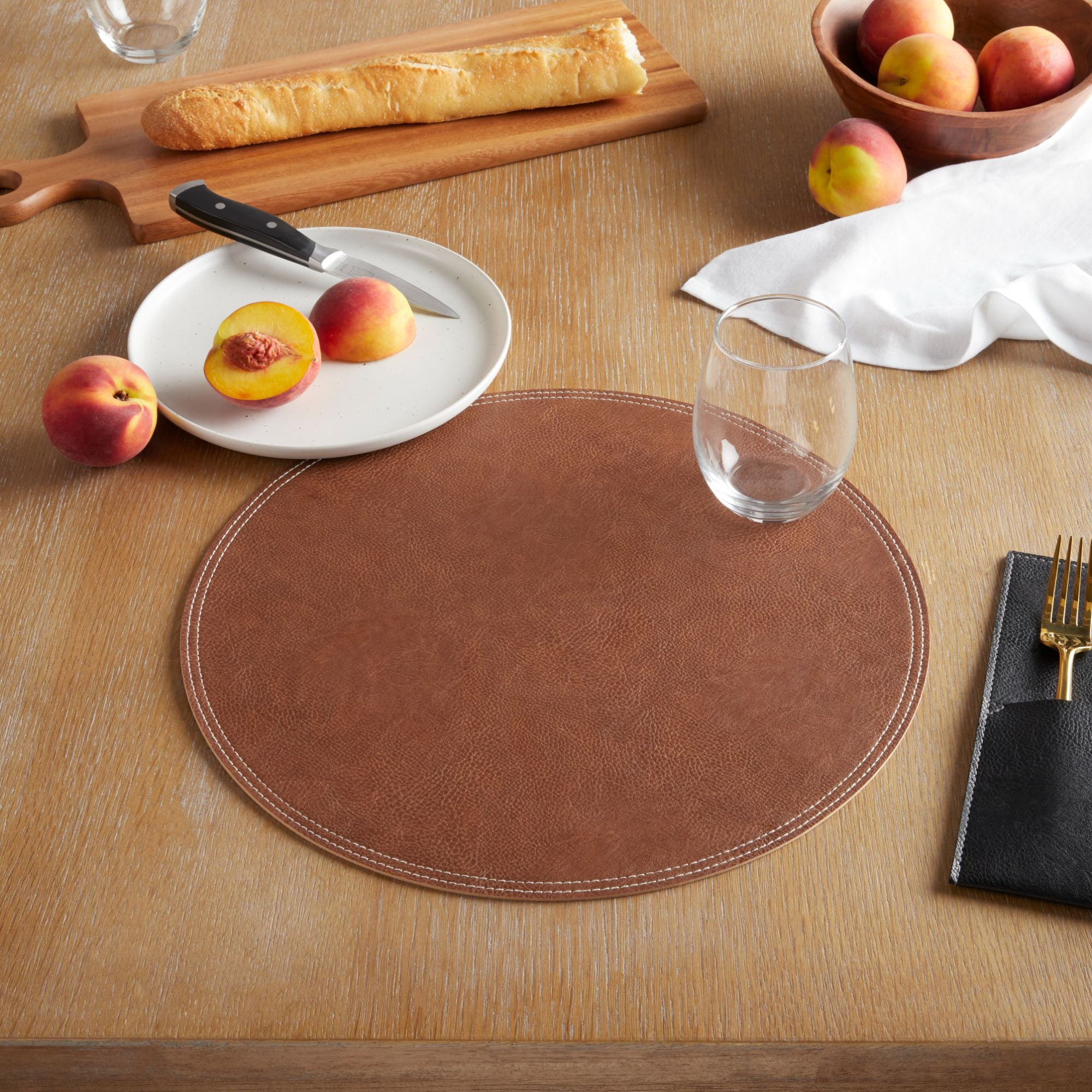 2 Pcs Luxury Leather Placemats Set Square Brown Thick & Heavy Premium  Quality Leather Table Decor Luxury Home Decor Foodie Chef Gift 
