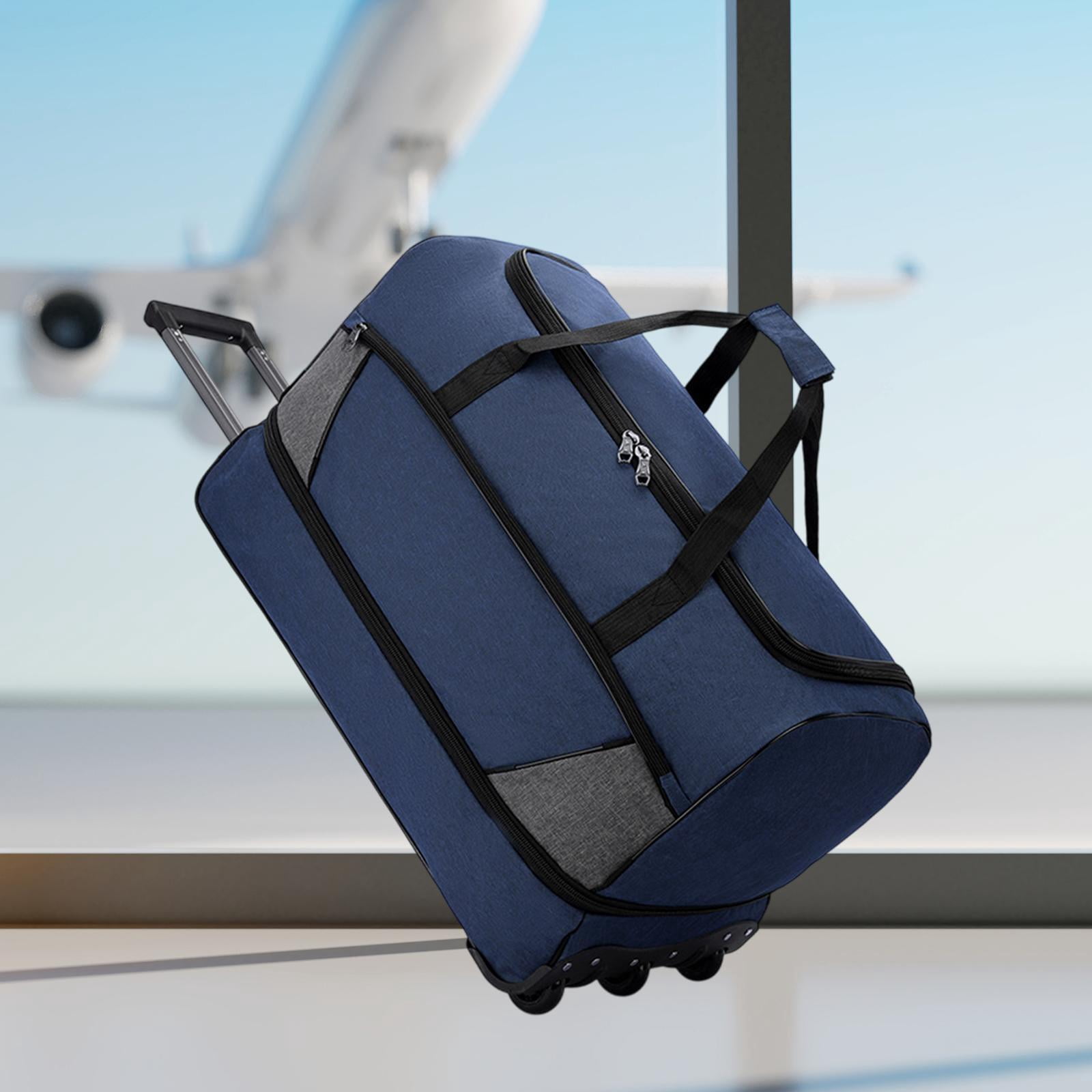 Wzmzjy Travel Duffel Bag with Wheels Portable Multifunctional for Weekend Getaway Blue M
