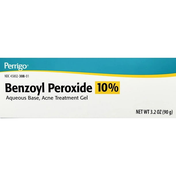 Perrigo Benzoyl Peroxide 10% Aqueous Base Acne Treatment Gel 3.2 oz