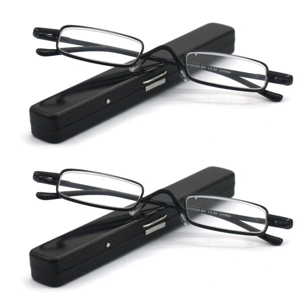 Mini Reading Glasses EYE ZOOM 2 Pack Metal Small Readers with Spring