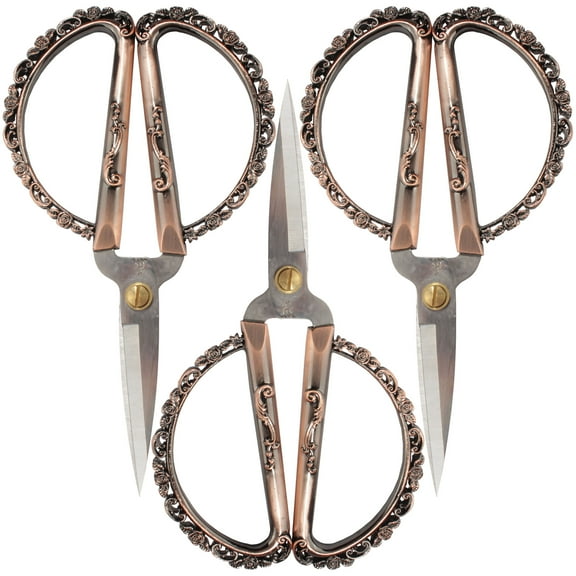 JubileeYarn Delicate Roses Embroidery Craft Scissors - Copper - 3 Pairs