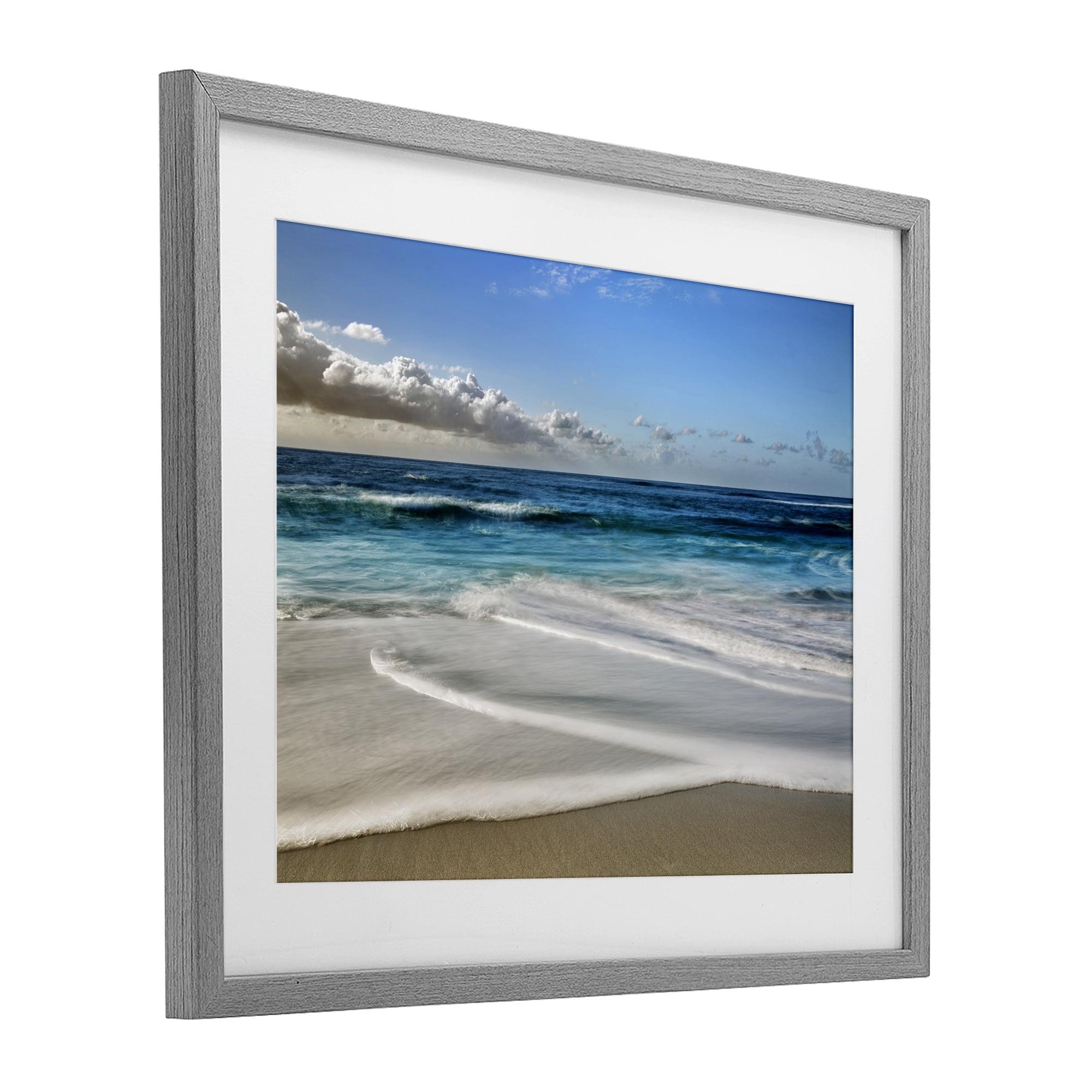 Stupell Industries Morning Foam on Shore Gray Framed Print Under Glass, design by Superstock