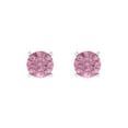 thumbnail image 3 of 1.5 Ct Round Cut Studs Pink Crystal 14K White Solid Gold Everyday Dainty Earrings Push Back, 3 of 7