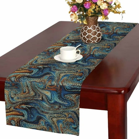 

SUNENAT Mosaic Art Pattern of Small Circles Polka Dot Pattern Table Runner Linen & Cotton Cloth Placemat Home Decor for Kitchen Dining Wedding Party 16 x 72 Inches