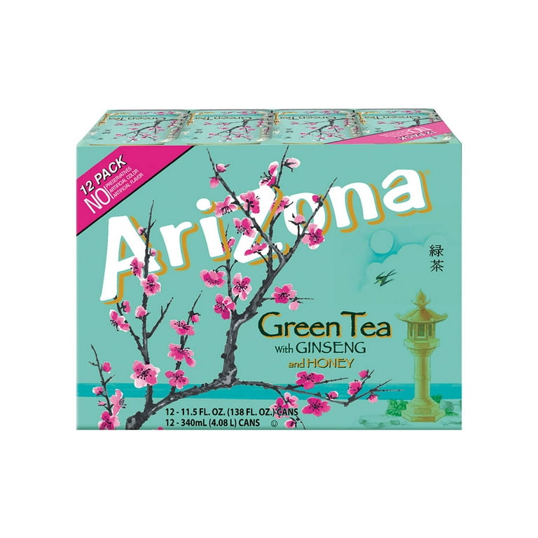 AriZona Green Tea with Ginseng and Honey, 11.5 fl oz Cans, 12 Pack