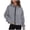Gray, variant on Solid Color Cropped Hoodies for Women Oversize Fit Autumn Sweatshirt Zipped Closure Zip-up Hoodie Streetwear with Pockets Gym Workout Athleisure Casual Essentials