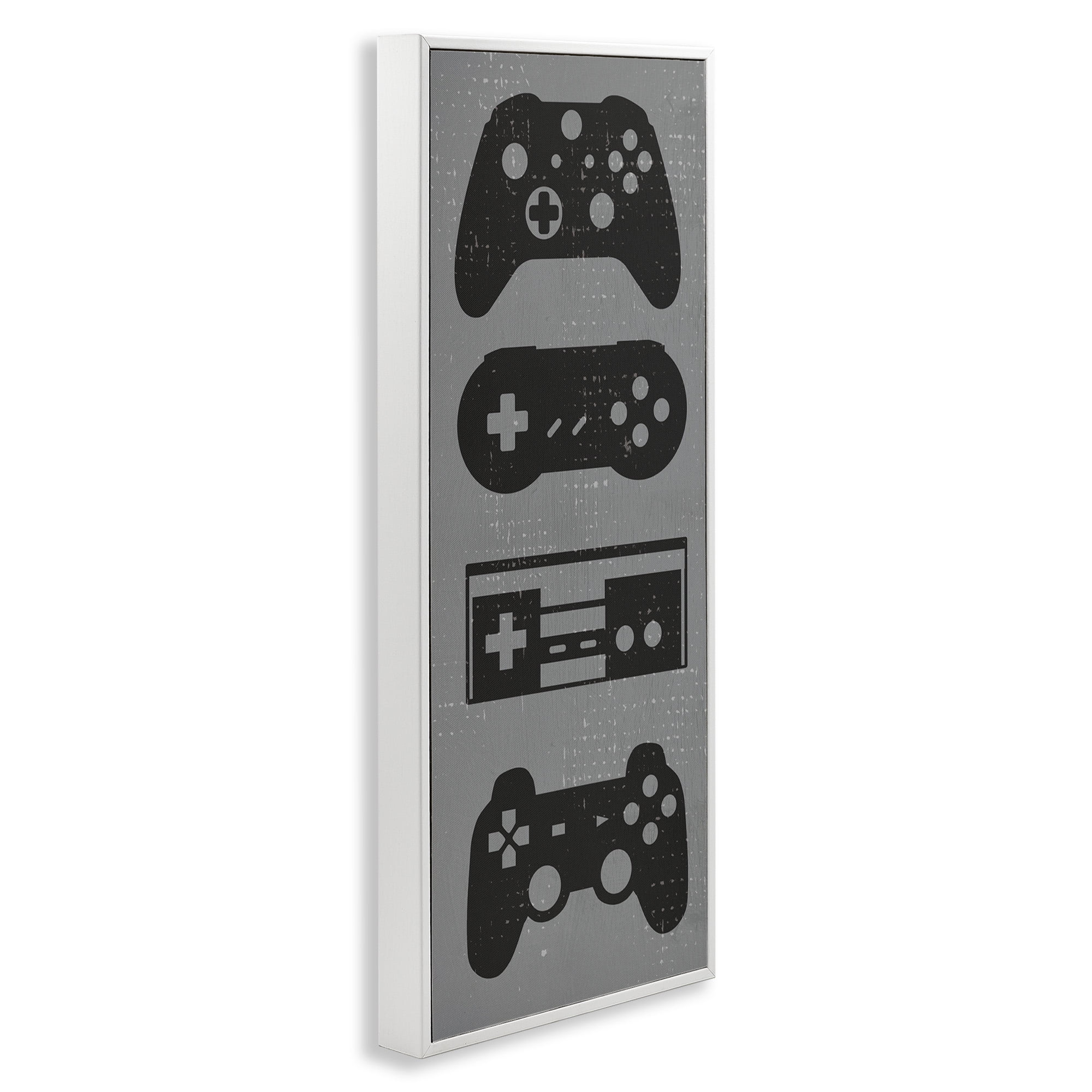 Stupell Industries Vintage Video Game Controllers Art for Kids Painting White Framed Art Print Wall Art, 13 x 30