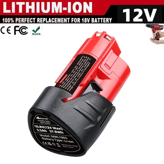 M12 12V 3500mAh Replacement for Miwukee 12Volt Li-on Battery Compatible with Original 12V Cordless Power Tools and Charger 48-11-2420 48-11-2411 48-11-2440 48-11-2402