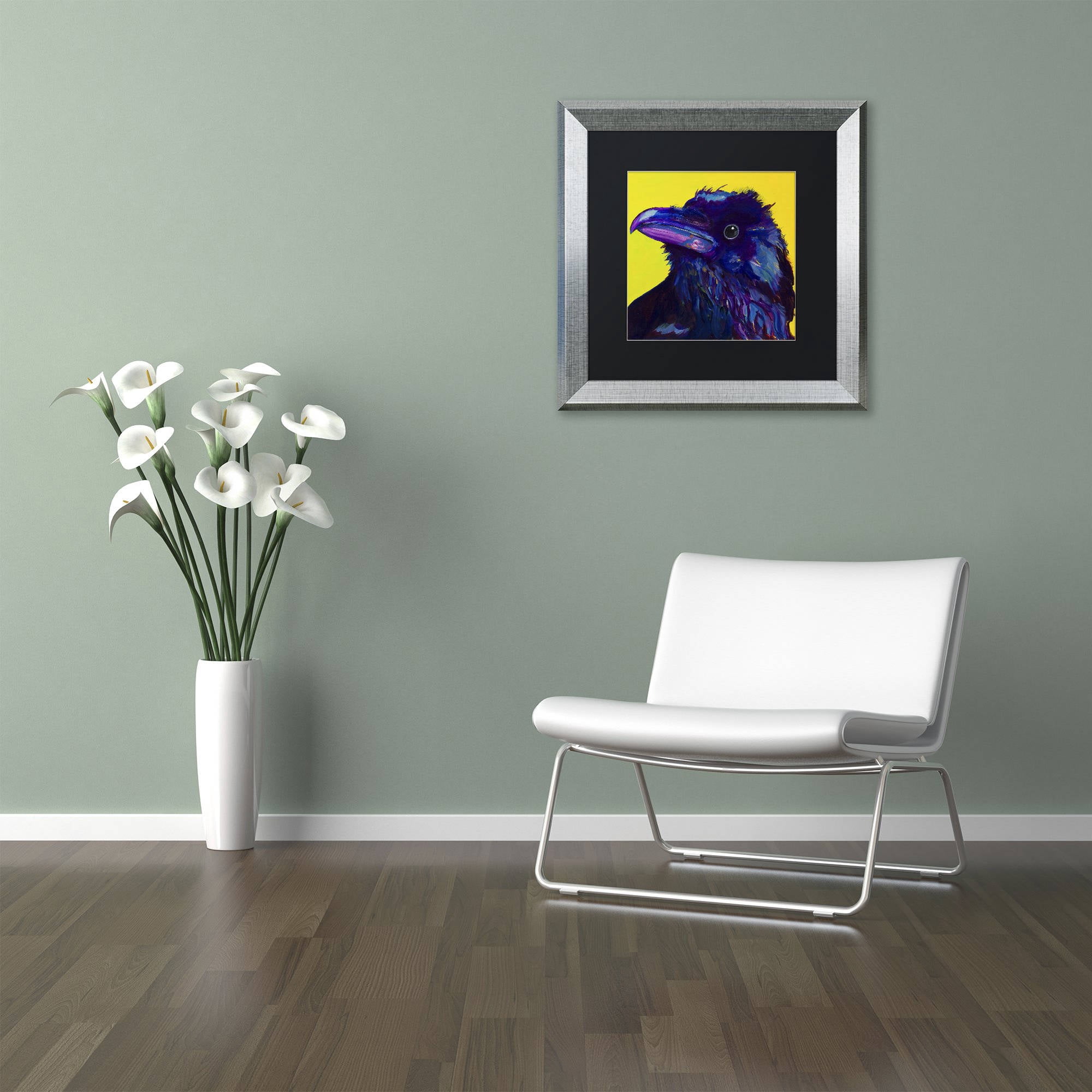 Trademark Fine Art "Corvus" Canvas Art by Pat Saunders-White, Black Matte, Silver Frame