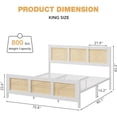 thumbnail image 3 of BeesClover Boho Rattan Queen Bed Frame with Headboard, Sturdy Metal Slats, Noise-Free, No Box Season Needed, Platform Design, 3 of 7