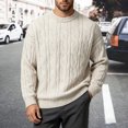thumbnail image 2 of Mens Knitted Sweater Tops Hooded/Hoodless Sweater Cardigan Fall Winter Jumpers for Men W003-Beige Size XXL, 2 of 5