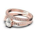 thumbnail image 4 of Gorgeous Art Deco 2.25 Carat Pear Cut Diamond Moissanite Engagement Ring,Two Matching Band, Twisted Band Wedding Ring in 925 Sterling Silver With 18k Rose Gold Plating Gift For Her, 4 of 4