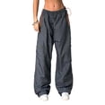 thumbnail image 1 of Franhais Women Casual Pants, Drawstring Elastic Waist Contrast Color Trousers with Pockets for Daily Street, 1 of 9