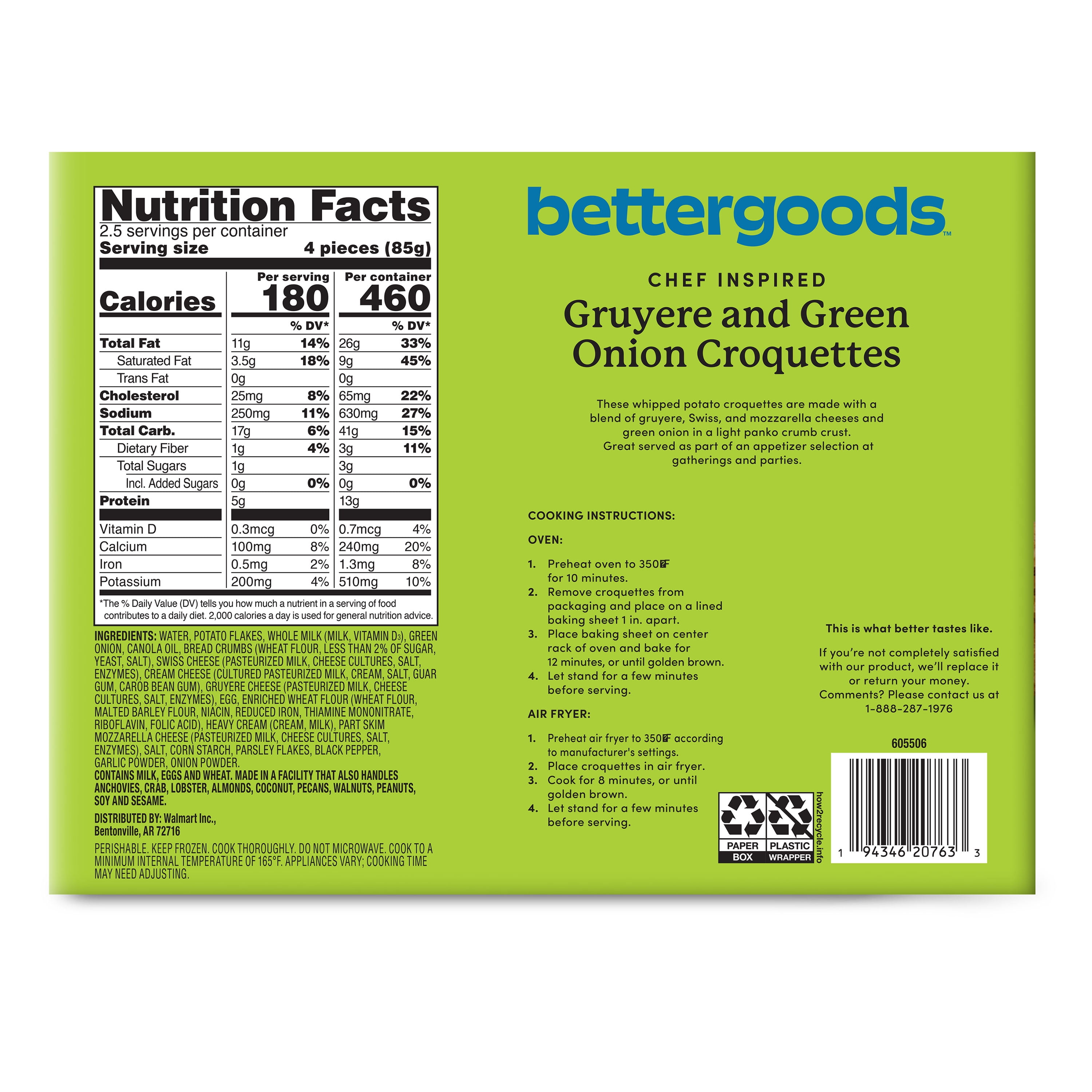 bettergoods Gruyere and Green Onion Croquettes, 7.5 oz, 10 Count (Frozen)
