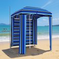 thumbnail image 3 of Outsunny Parasol de Plage Cabana avec Sac, Fenêtres, Rayure Bleue, 3 of 10