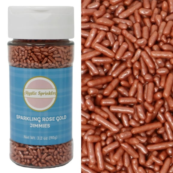 Mystic Sprinkles Sparkling Rose Gold Jimmies 3.2 oz Bottle