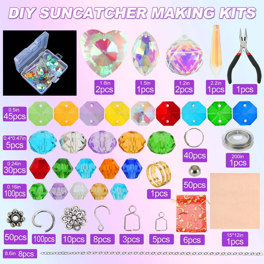 Set of 460 Handmade Winds Chimes Bead Kits Glass Crystals for Window Garden Decoration Practical Jewelry Making Supplies