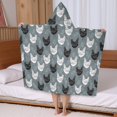 thumbnail image 5 of Rooster and Foliage Grey Pattern Hooded Bath Towel Wrap for Teens Ages 3 To 12, Soft Lightweight Quick Dry Microfiber Bath Beach Pool, 50"x30", 5 of 6