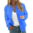 thumbnail image 3 of Duoif Veste pour Femmes, Manteau Décontracté à Fermeture Éclair avec Poches, Bleu m, 3 of 9