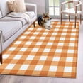 thumbnail image 2 of Orange Plaid Large Area Rugs for Bedroom Living Room, Soft Non Slip Carpet Bedside Rug, Gradient Geometric Buffalo White Checkered Rectangle Floor Cover Kitchen Accent Rug 3'x5' for Office, 2 of 9