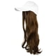 thumbnail image 3 of Gorra de béisbol blanca ANGGREK Peluca de sombrero Postizo largo y rizado Extensión de cabello, 3 of 8