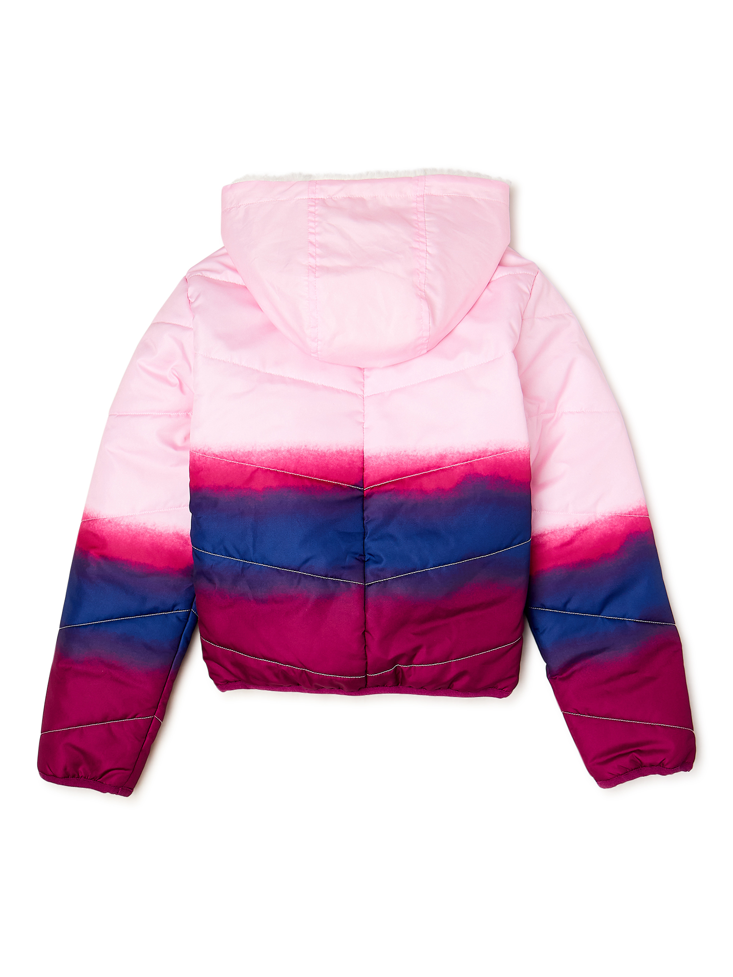 U.S. Polo Assn. Girls’ Dip-Dye Hooded Puffer Jacket with Faux Fur Lining, Sizes 4-16 - image 2 of 3