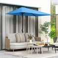 thumbnail image 2 of Outsunny 8ft Half Umbrella Outdoor Balcony Parasol Light Blue, 2 of 10