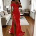 thumbnail image 5 of Sparkling Sequins Slit Cocktail Dress Elegant Pleated Long Gowns for Women Parties and Prom Night, 5 of 8