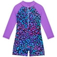 thumbnail image 1 of Girl Rash Guard Swimming Bathing Suit Ruffle Long Sleeve Sun Protection Summer Swimsuit 4-5 Years, 1 of 9