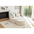 thumbnail image 5 of Chaise Lounge Chair Indoor with Ottoman, Oversized  Sleeper Chair with 5 Pillows, Velvet Upholstered Sofa Bed for Living Room, Beige, 5 of 10