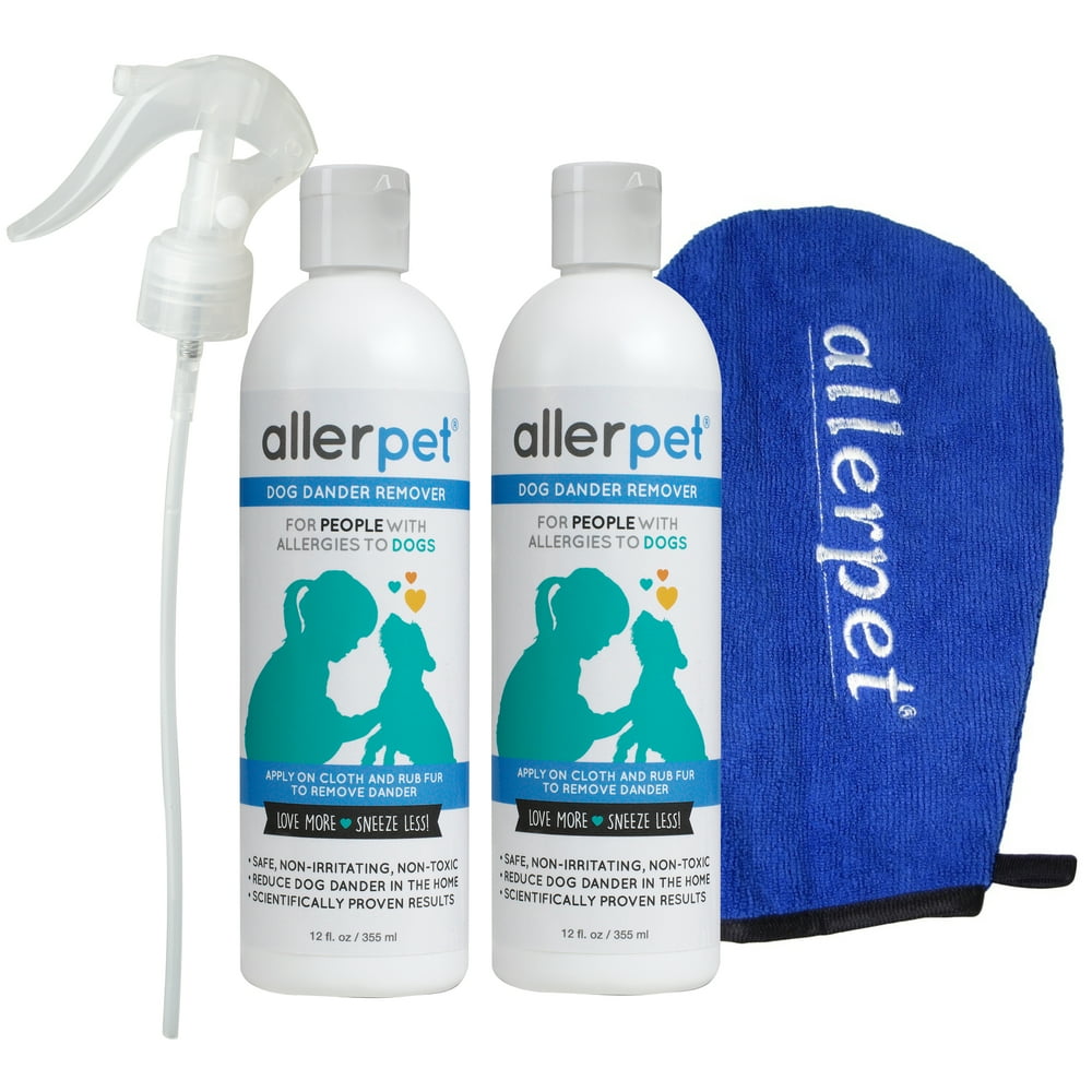 Allerpet Dog Dander Remover, 12oz Bottle + Bonus Pet Mitt Applicator to