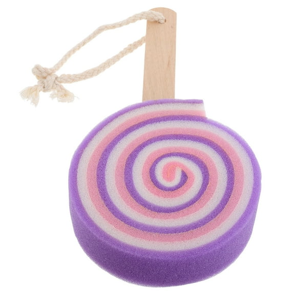FRCOLOR Luffa Sponge Body Brush with Creative Lollipop Shape for Kids Bath Toy Purple Soft and Safe for
