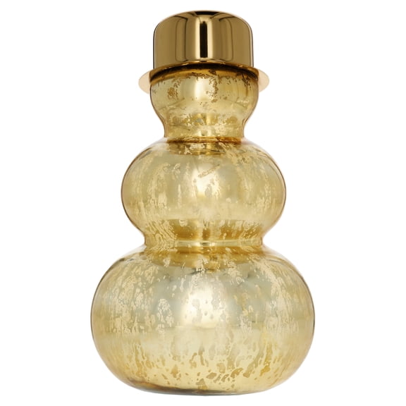 Glass Snowman with Metal Hat Christmas Decoration, Gold, 13", by Holiday Time