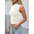 thumbnail image 4 of PRETTYGARDEN Tank Tops for Women Summer Mock Neck Ribbed Knit Slim Fitted Shirts Going Out Top Spring Fashion Clothes, 4 of 10
