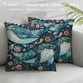 thumbnail image 3 of PRATYUS Throw Pillow Cover Whale Flowers Watercolor Three Whales Decorated Tulip Roses Peonies Pillowcase Home Decorative Square Pillow Case Cushion Cover 20x20in, 3 of 5
