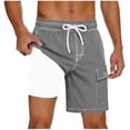 thumbnail image 3 of Frostluinai Men Swim Trunks with Liner Quick Dry Breathable Board Shorts Solid Bathing Shorts Pocket for Summer Beach Cruise Water Park, 3 of 6