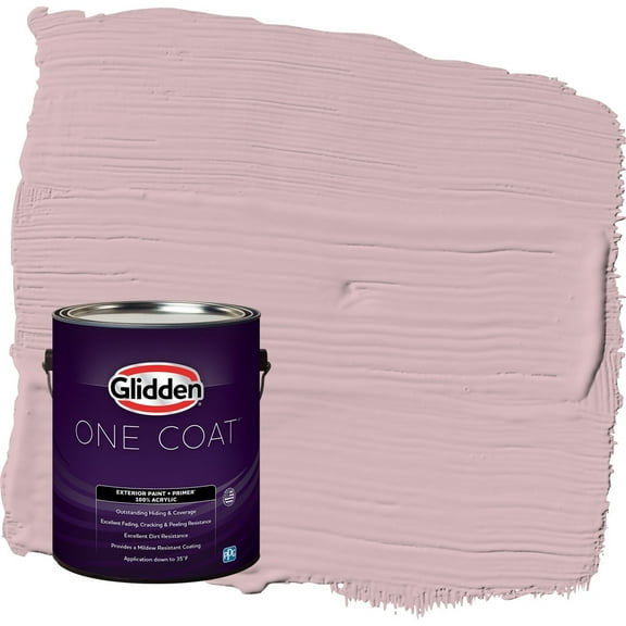 Glidden One Coat Rose Stain / Pink Satin Exterior Paint with Primer, 1 Gallon